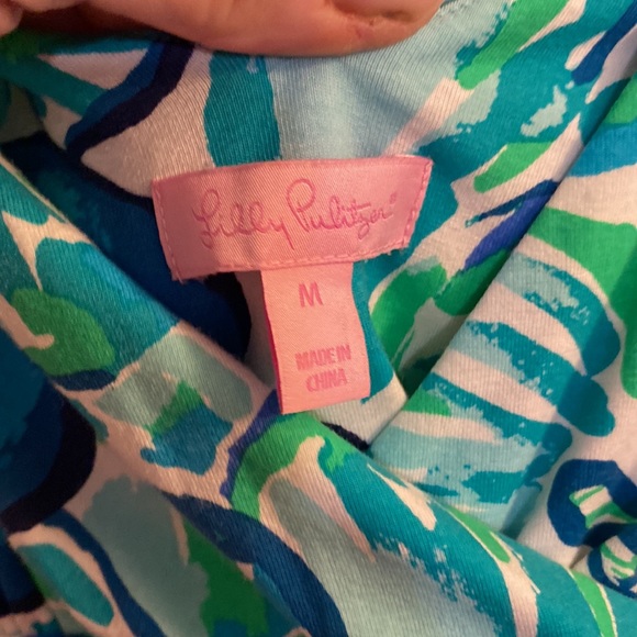 Gently Worn, Lily Pulitzer, Blue and Green Long Sleeve Faux Wrap Dress - Medium - Picture 4 of 4